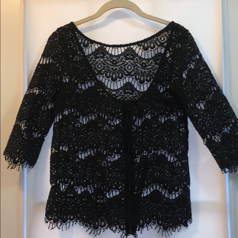 Zara black lace blouse